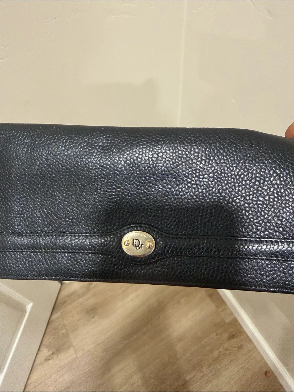 Black Pebbled leather Dior wallet